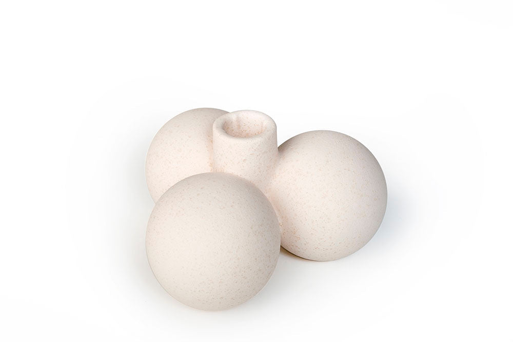 Moment candle holder beige speckle